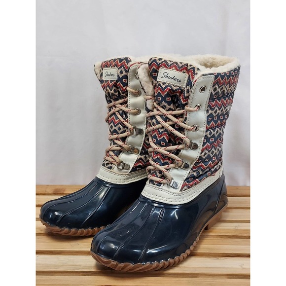 Skechers Womens Winter Sherpa Lined Duck Boots Size 7 - Picture 1 of 10
